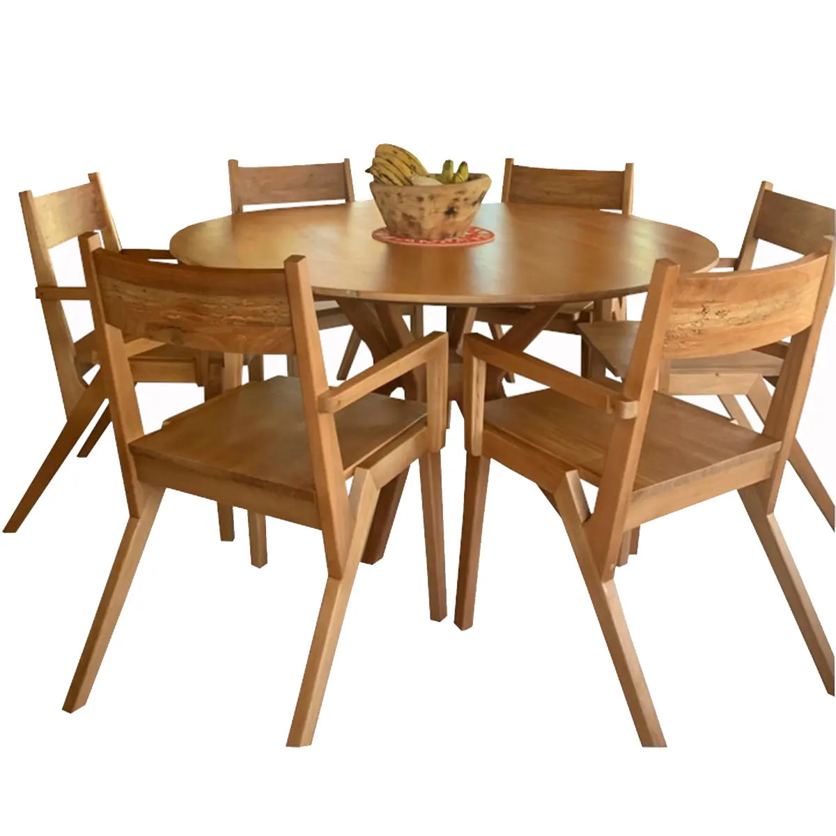 Conjunto Mesa De Jantar Maciça Praia Do Forte + 6 Cadeiras Colibri