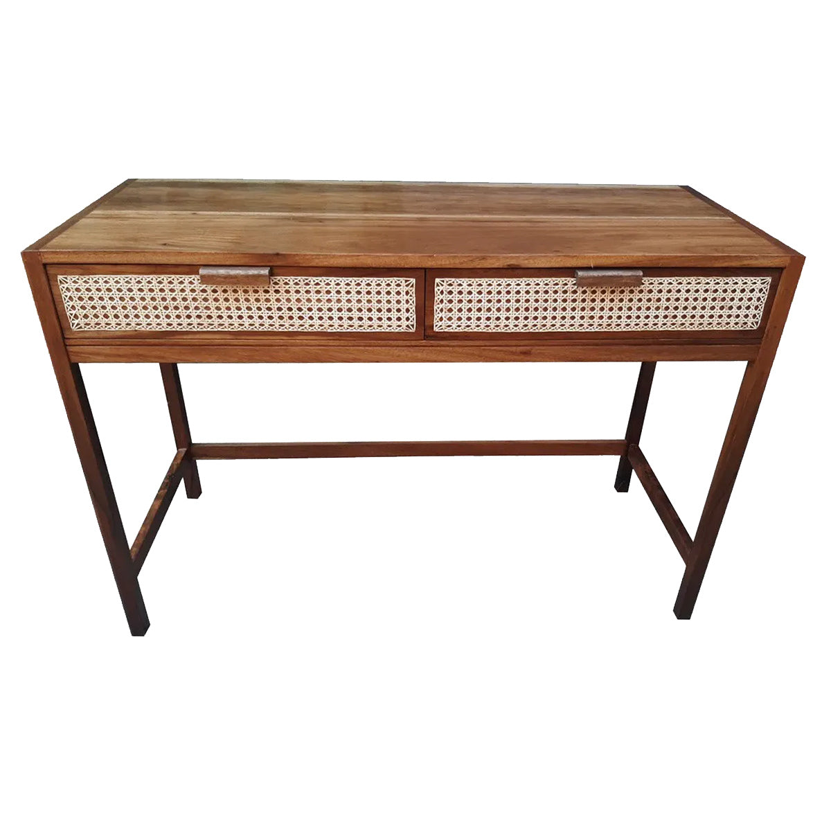 Escrivaninha De Madeira Maciça Demolição Palhinha Com Duas Gavetas