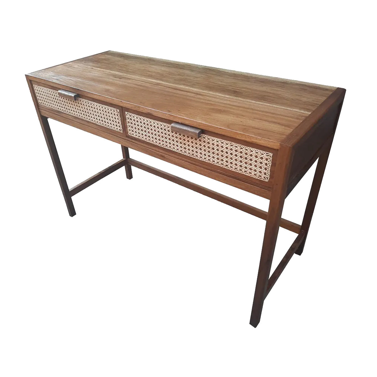 Escrivaninha De Madeira Maciça Demolição Palhinha Com Duas Gavetas