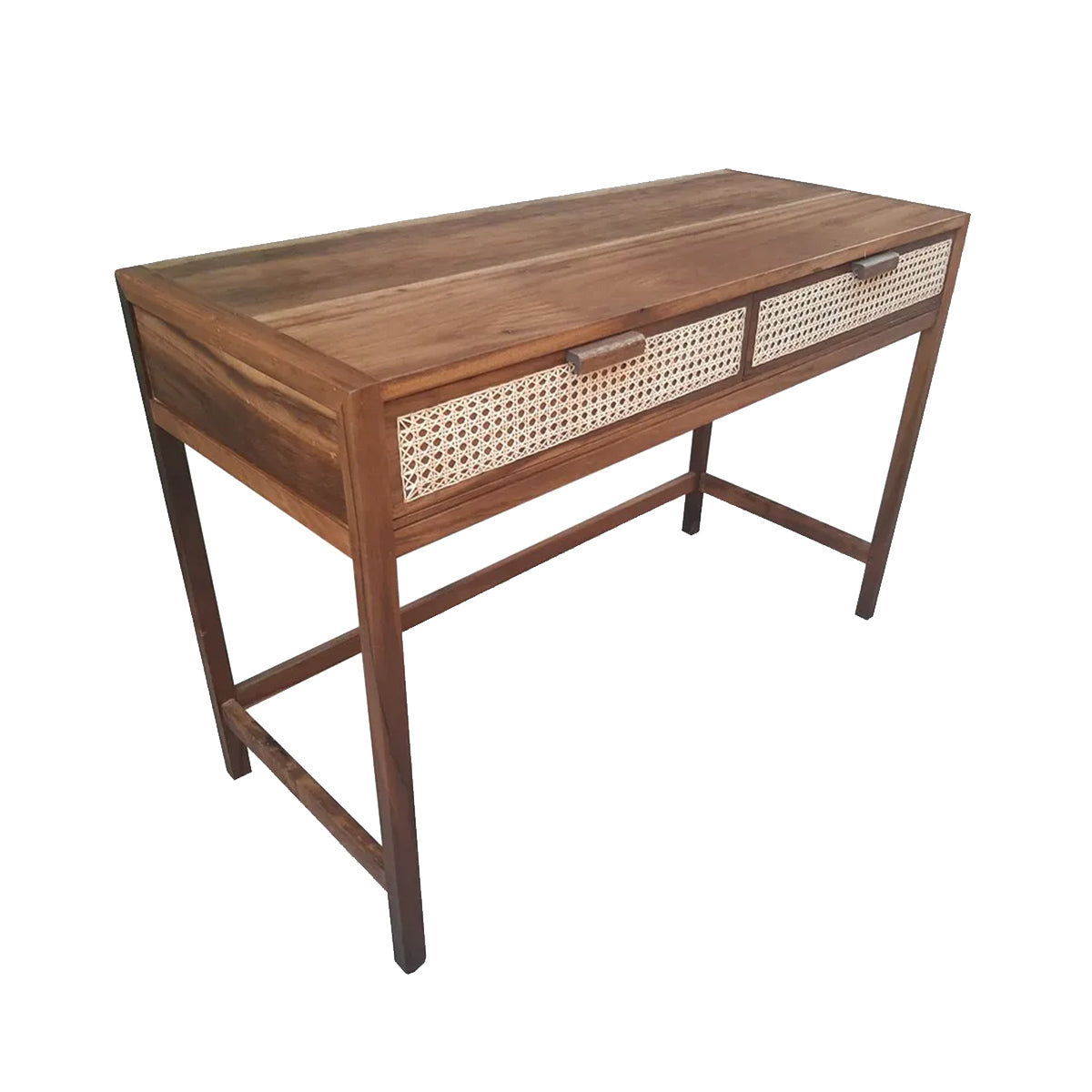 Escrivaninha De Madeira Maciça Demolição Palhinha Com Duas Gavetas