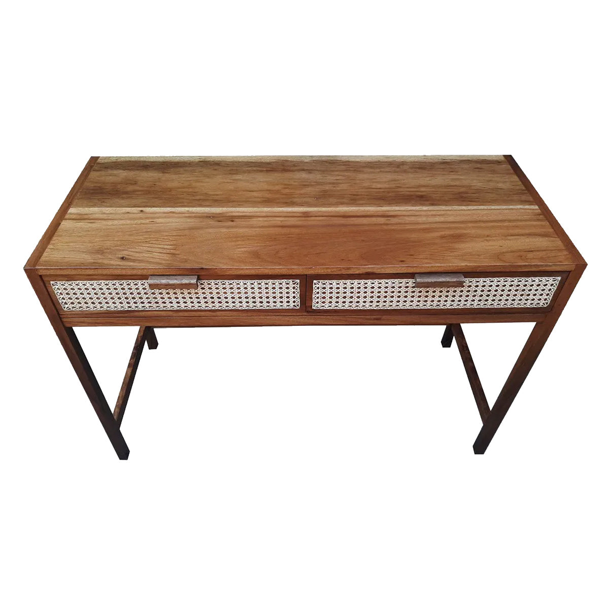 Escrivaninha De Madeira Maciça Demolição Palhinha Com Duas Gavetas