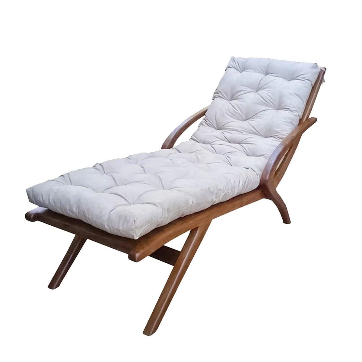 Espreguiçadeira de Madeira Maciça Demolição Trancoso Com Futon Incluso