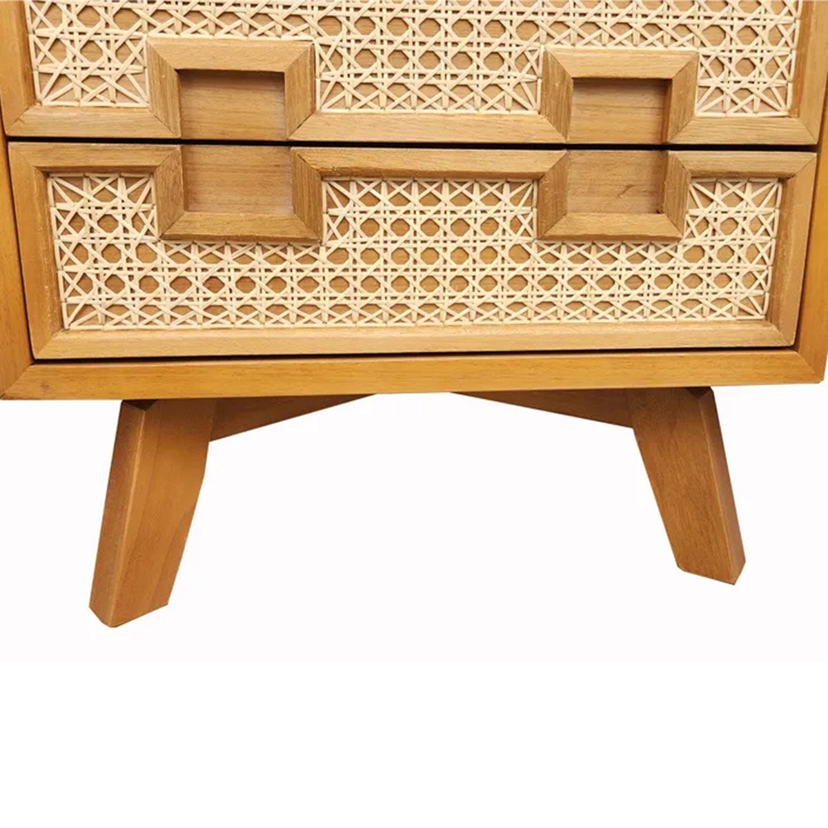 Mesa de Cabeceira De Madeira Maciça Demolição Trindade Com Duas Gavetas Frente Em Palhinha