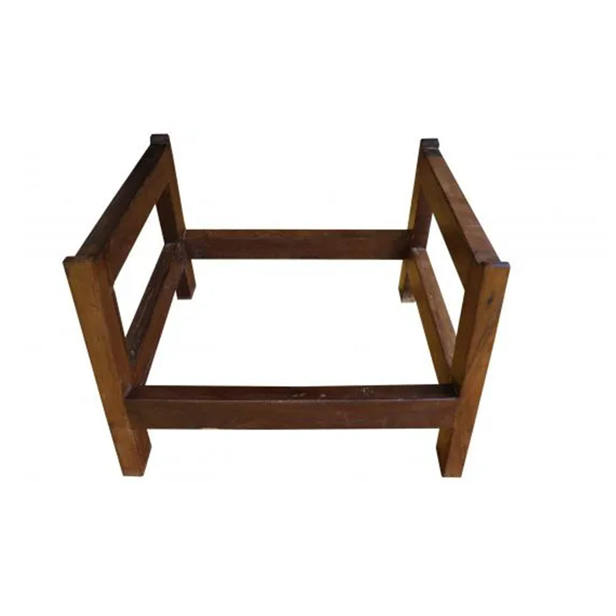 Mesa De Centro ou Lateral Retangular de Madeira Maciça Demolição Araxá Com Bandeja Solta