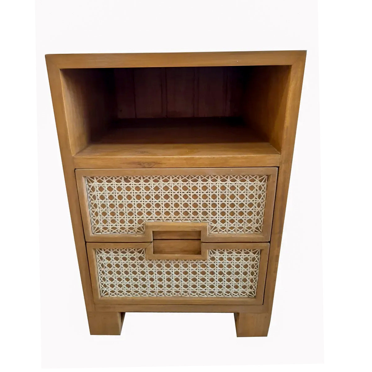 Mesa De Cabeceira De Madeira Maciça Demolição Modelo Praia Com Detalhe Nas Gavetas Em Palhinha