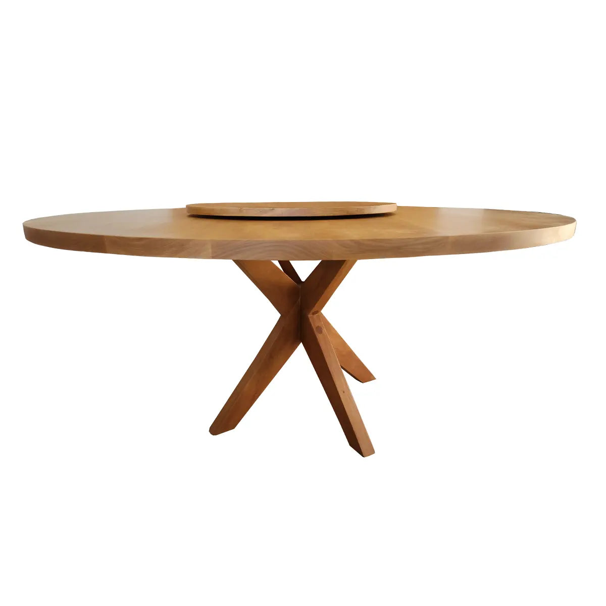 Mesa De Jantar Redonda Madeira Maciça Com Prato Giratório Embú