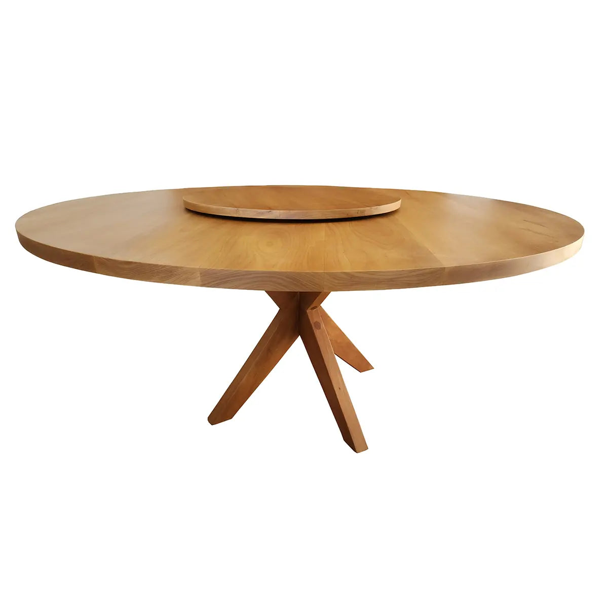 Mesa De Jantar Redonda Madeira Maciça Com Prato Giratório Embú