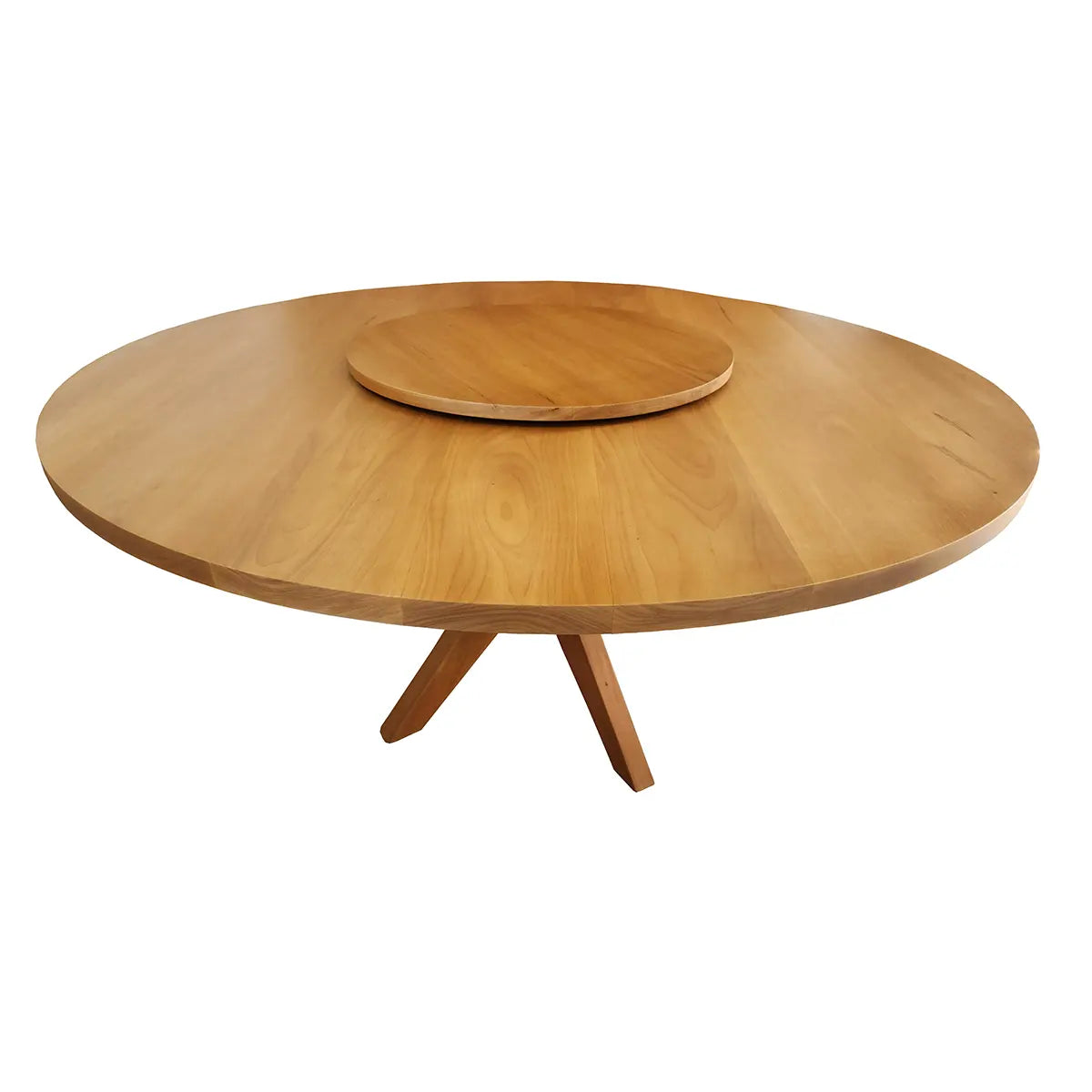 Mesa De Jantar Redonda Madeira Maciça Com Prato Giratório Embú