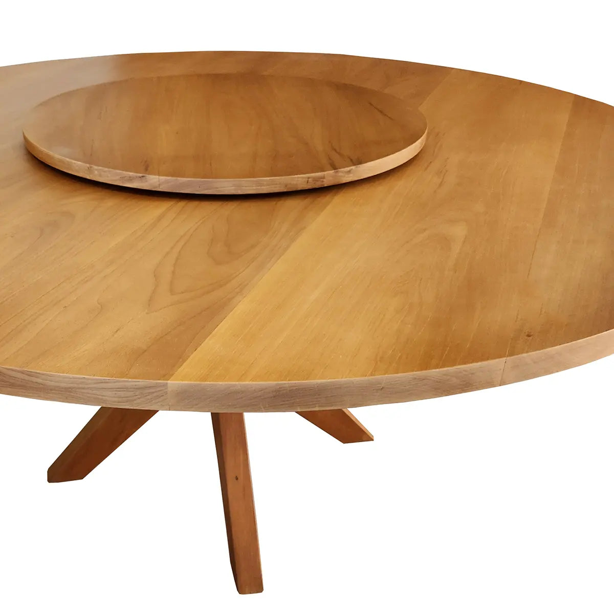 Mesa De Jantar Redonda Madeira Maciça Com Prato Giratório Embú