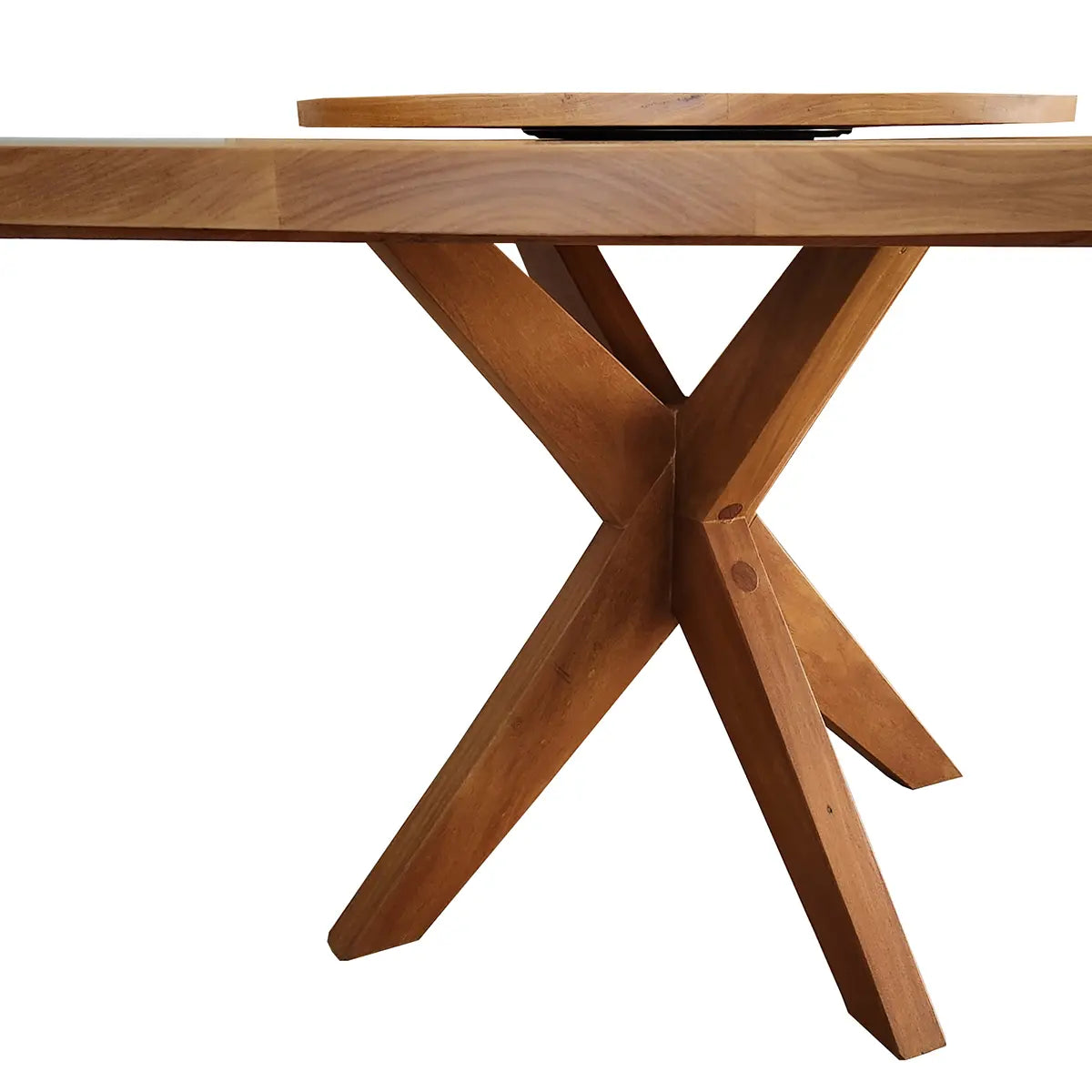 Mesa De Jantar Redonda Madeira Maciça Com Prato Giratório Embú