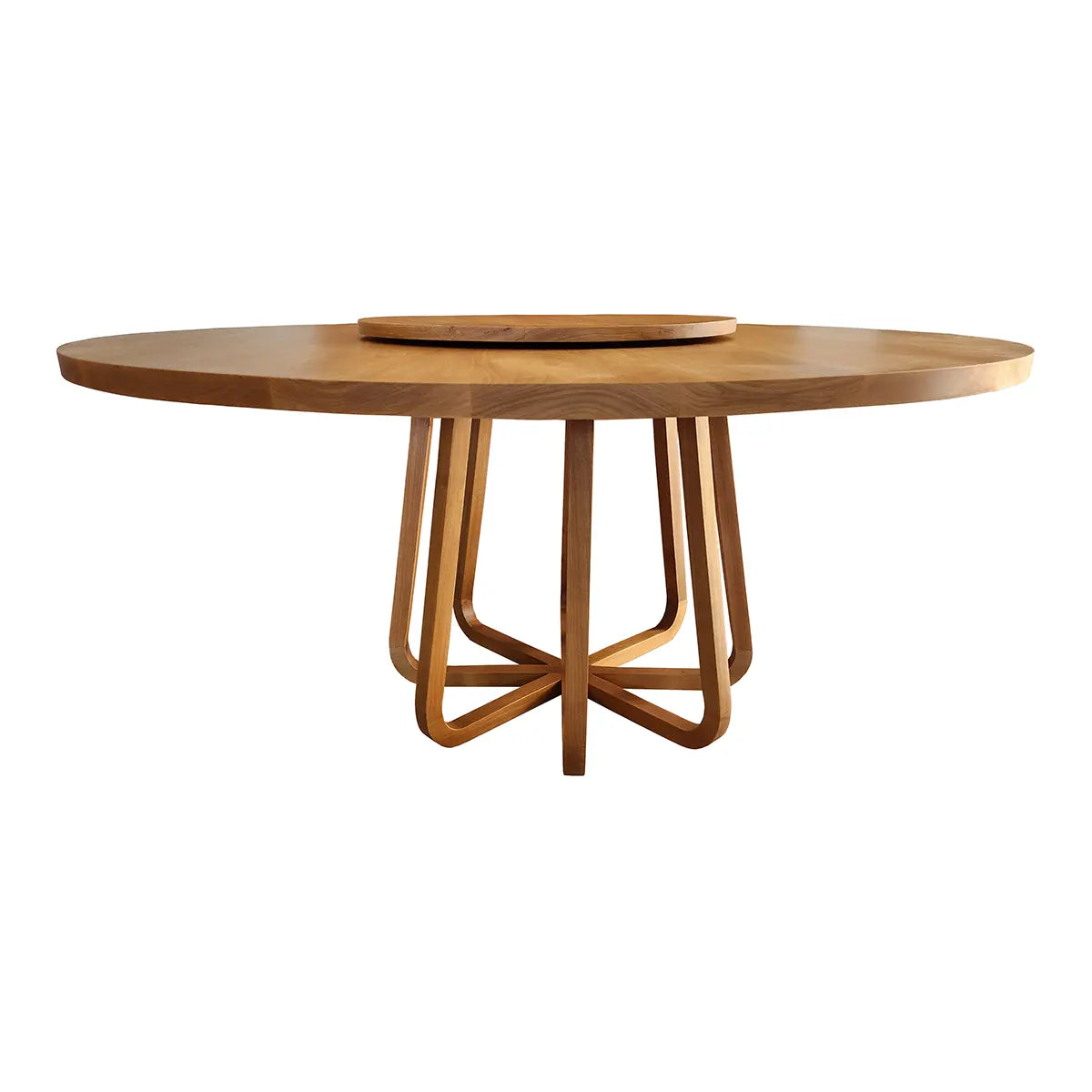 Mesa De Jantar Redonda Madeira Maciça Com Prato Giratório Lótus