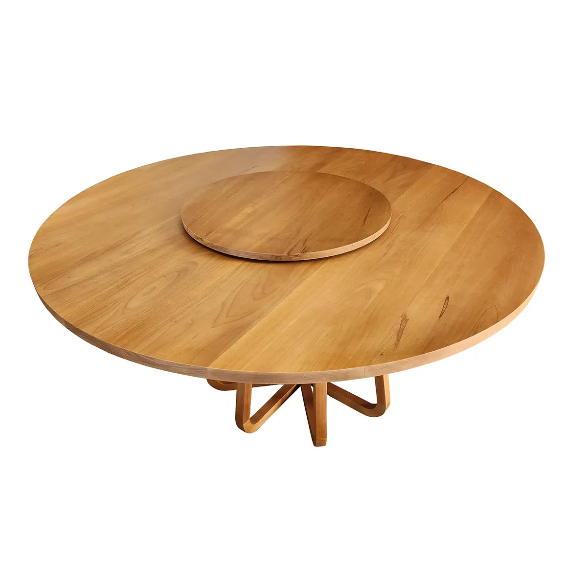 Mesa De Jantar Redonda Madeira Maciça Com Prato Giratório Lótus