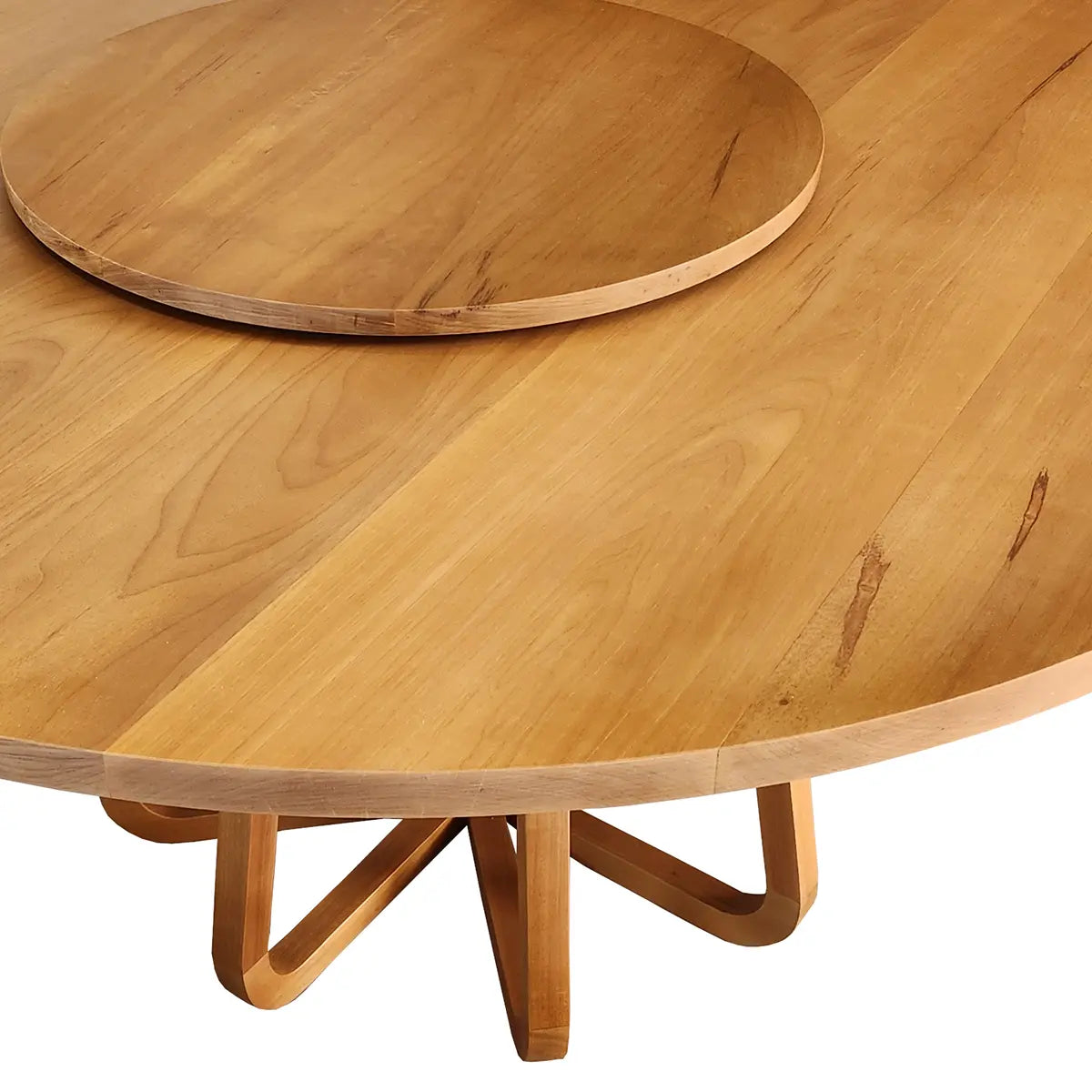 Mesa De Jantar Redonda Madeira Maciça Com Prato Giratório Lótus