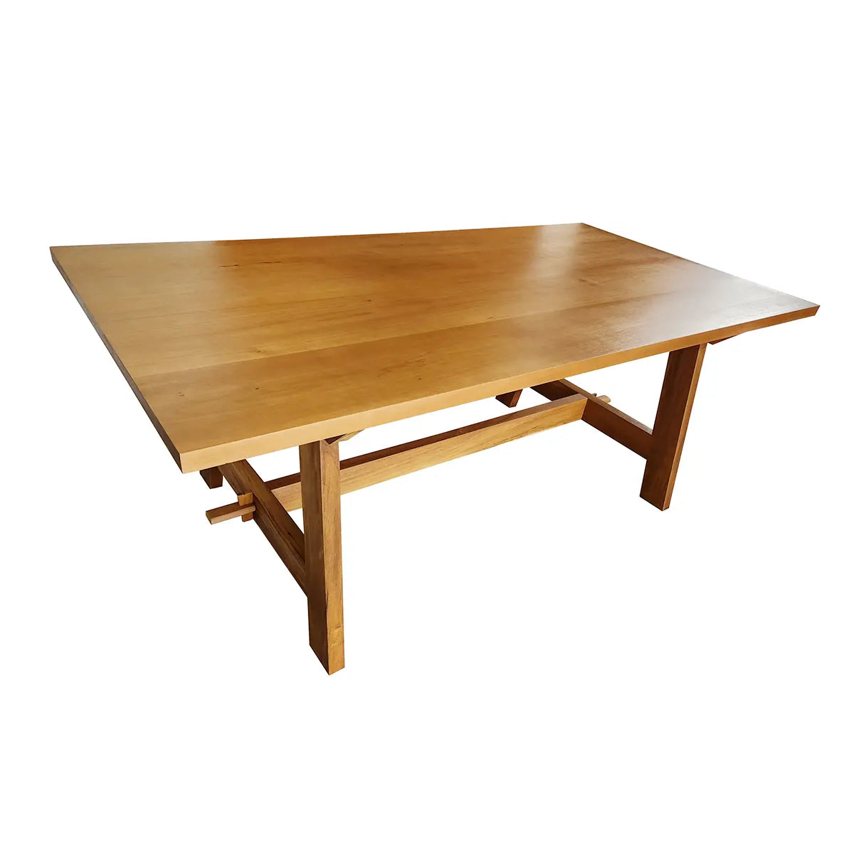 Mesa De Jantar Retangular Madeira Maciça Demolição Cavalete