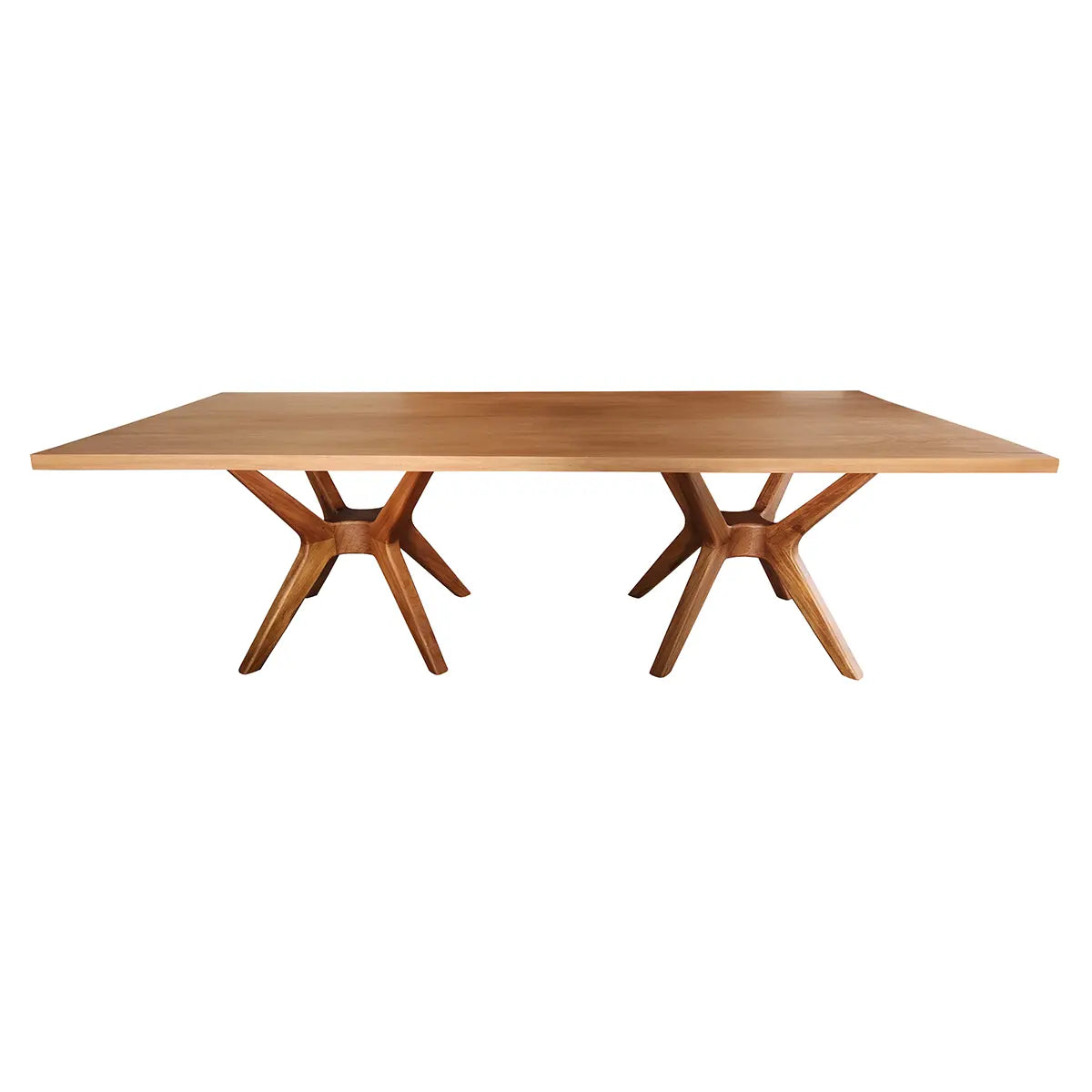 Mesa De Jantar Retangular Madeira Maciça Demolição Praia do Forte Com 2 Bases