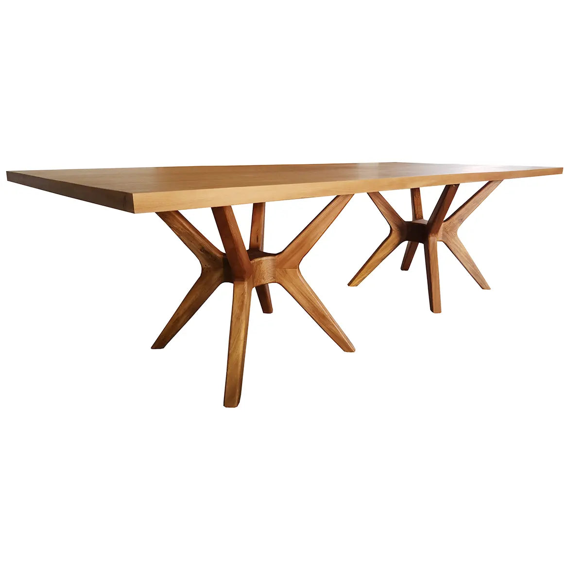 Mesa De Jantar Retangular Madeira Maciça Demolição Praia do Forte Com 2 Bases