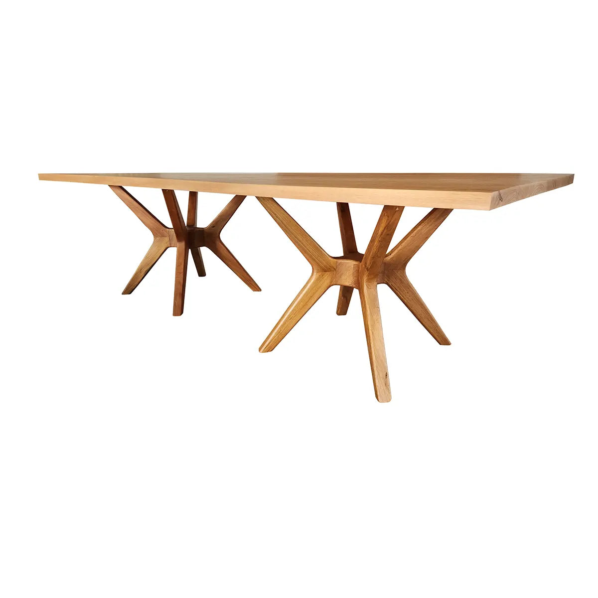 Mesa De Jantar Retangular Madeira Maciça Demolição Praia do Forte Com 2 Bases