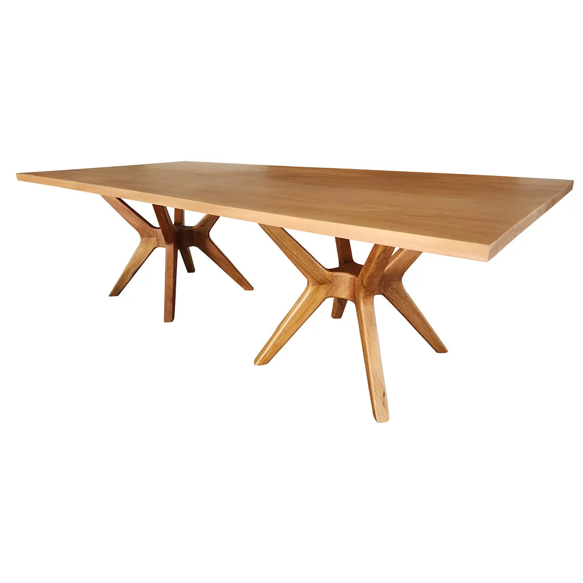 Mesa De Jantar Retangular Madeira Maciça Demolição Praia do Forte Com 2 Bases