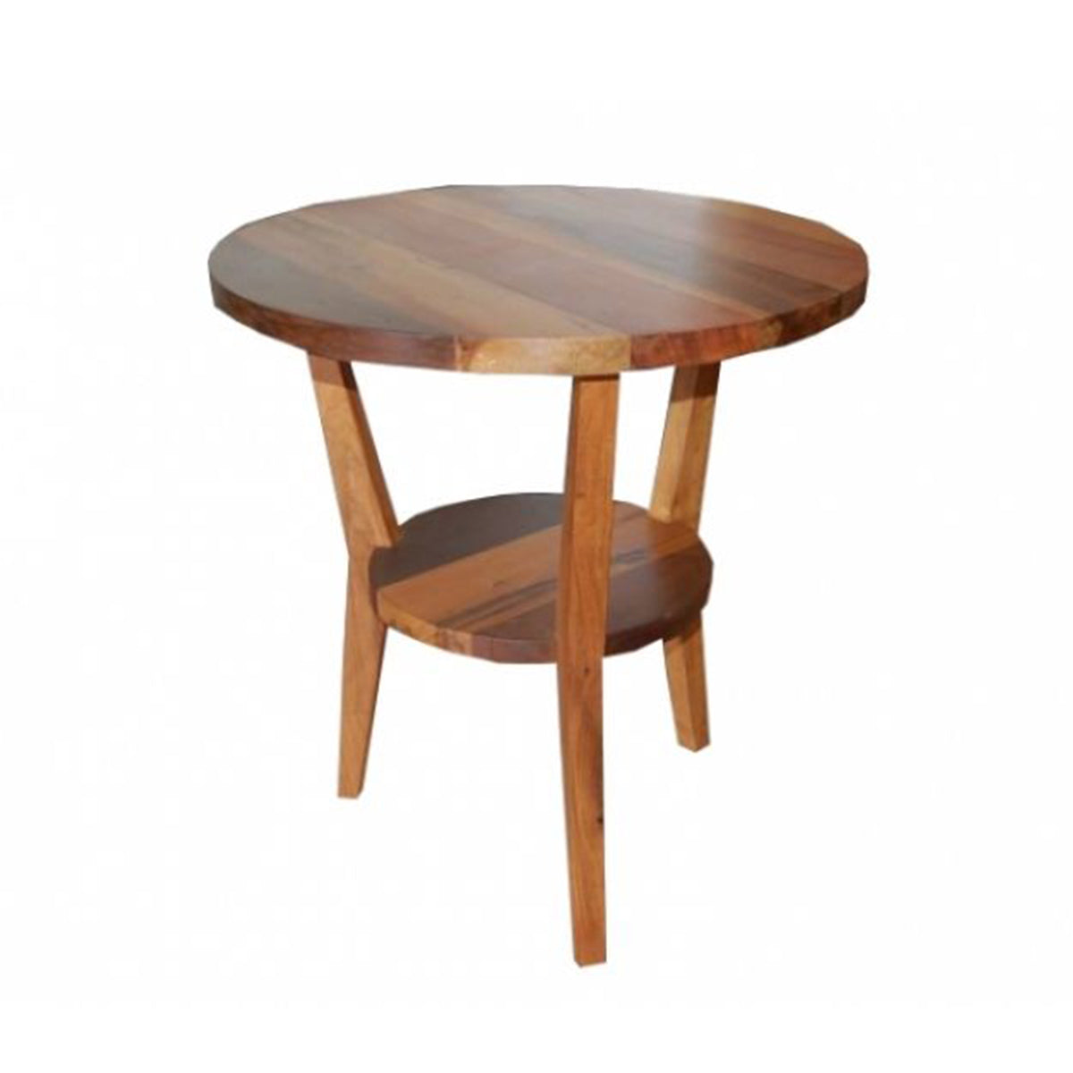 Mesa Lateral Redonda De Madeira Maciça Demolição Canela