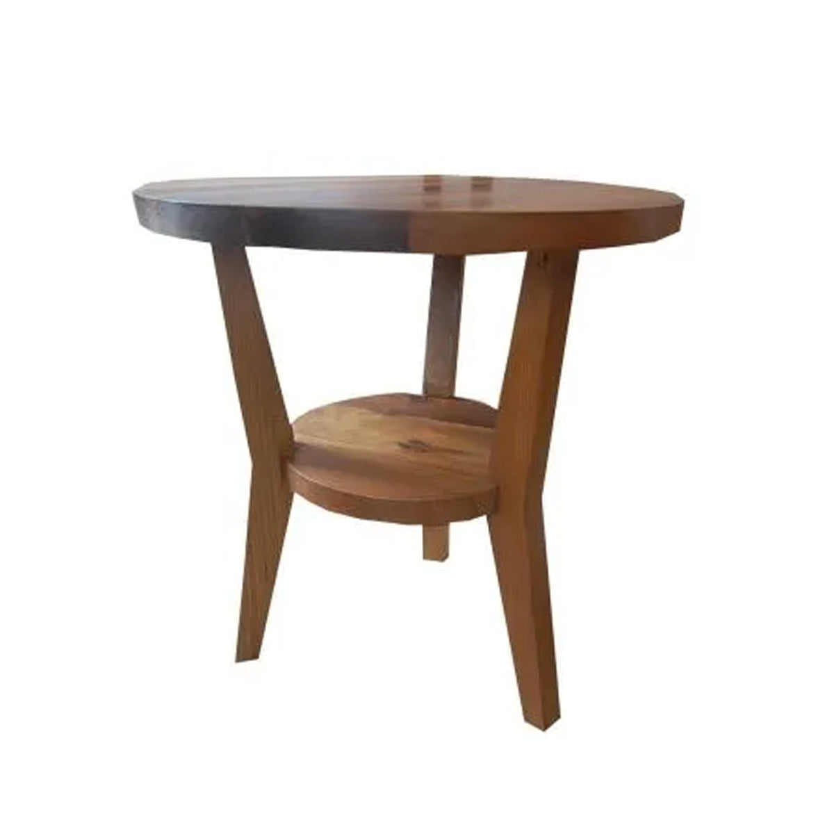 Mesa Lateral Redonda De Madeira Maciça Demolição Canela