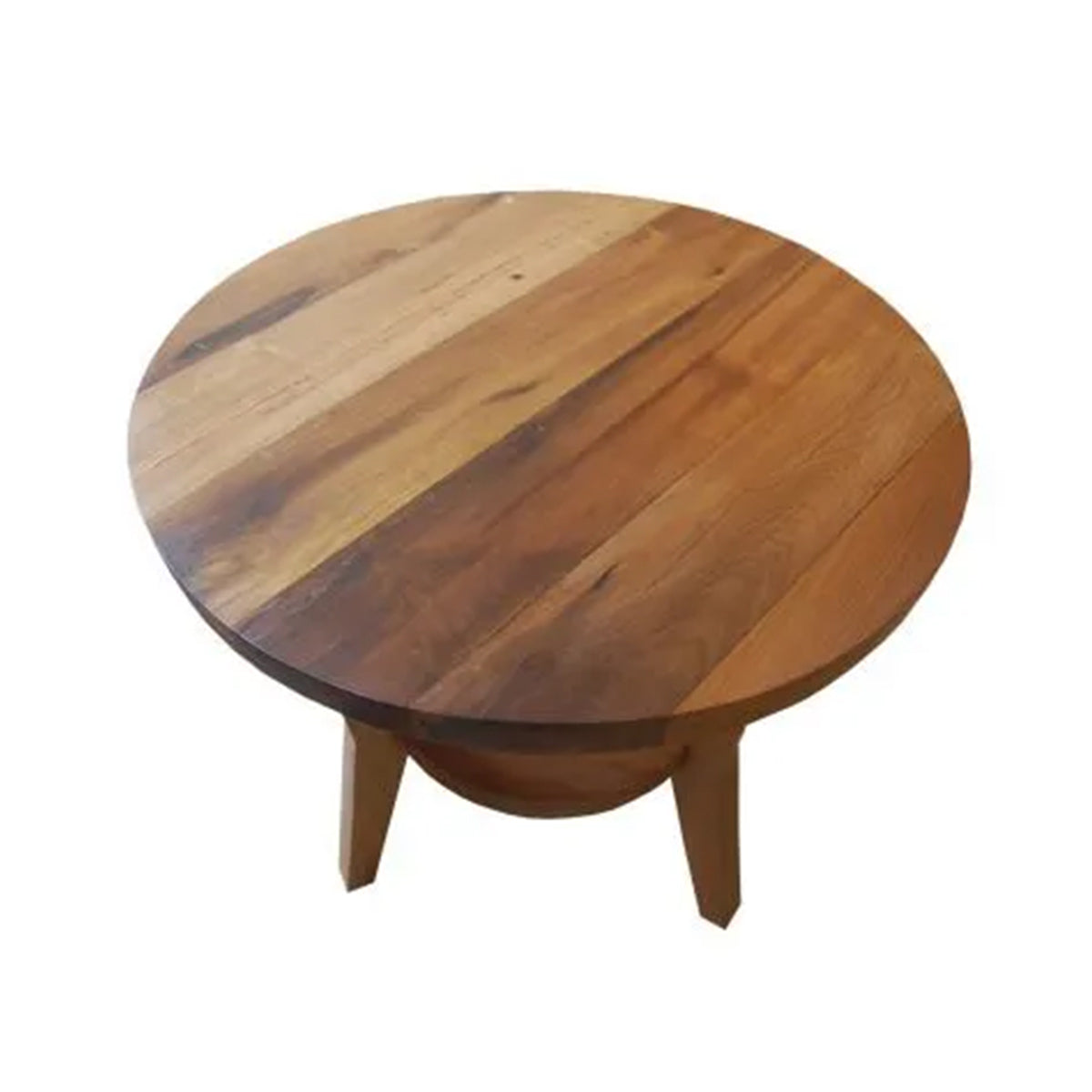 Mesa Lateral Redonda De Madeira Maciça Demolição Canela