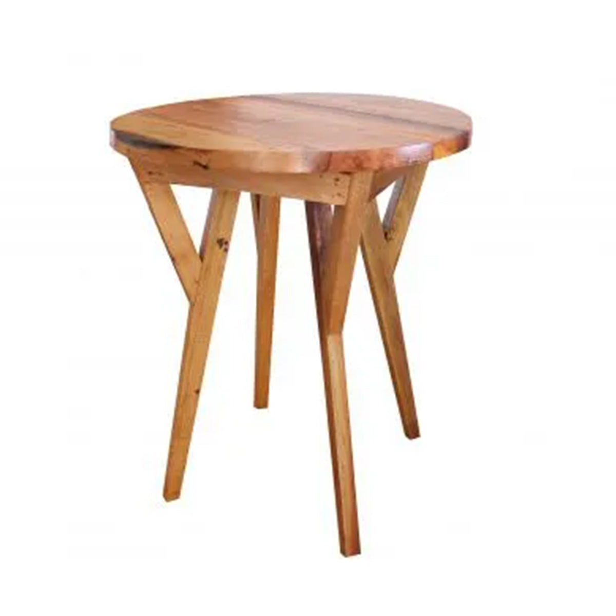 Mesa Lateral Redonda De Madeira Maciça Demolição Tesoura