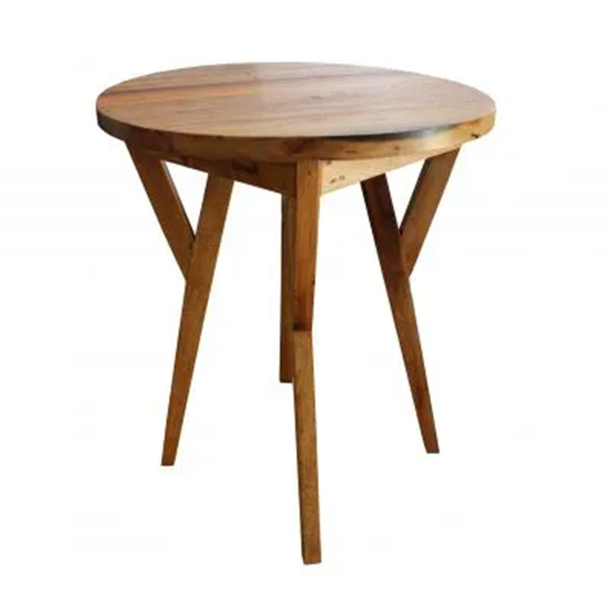 Mesa Lateral Redonda De Madeira Maciça Demolição Tesoura