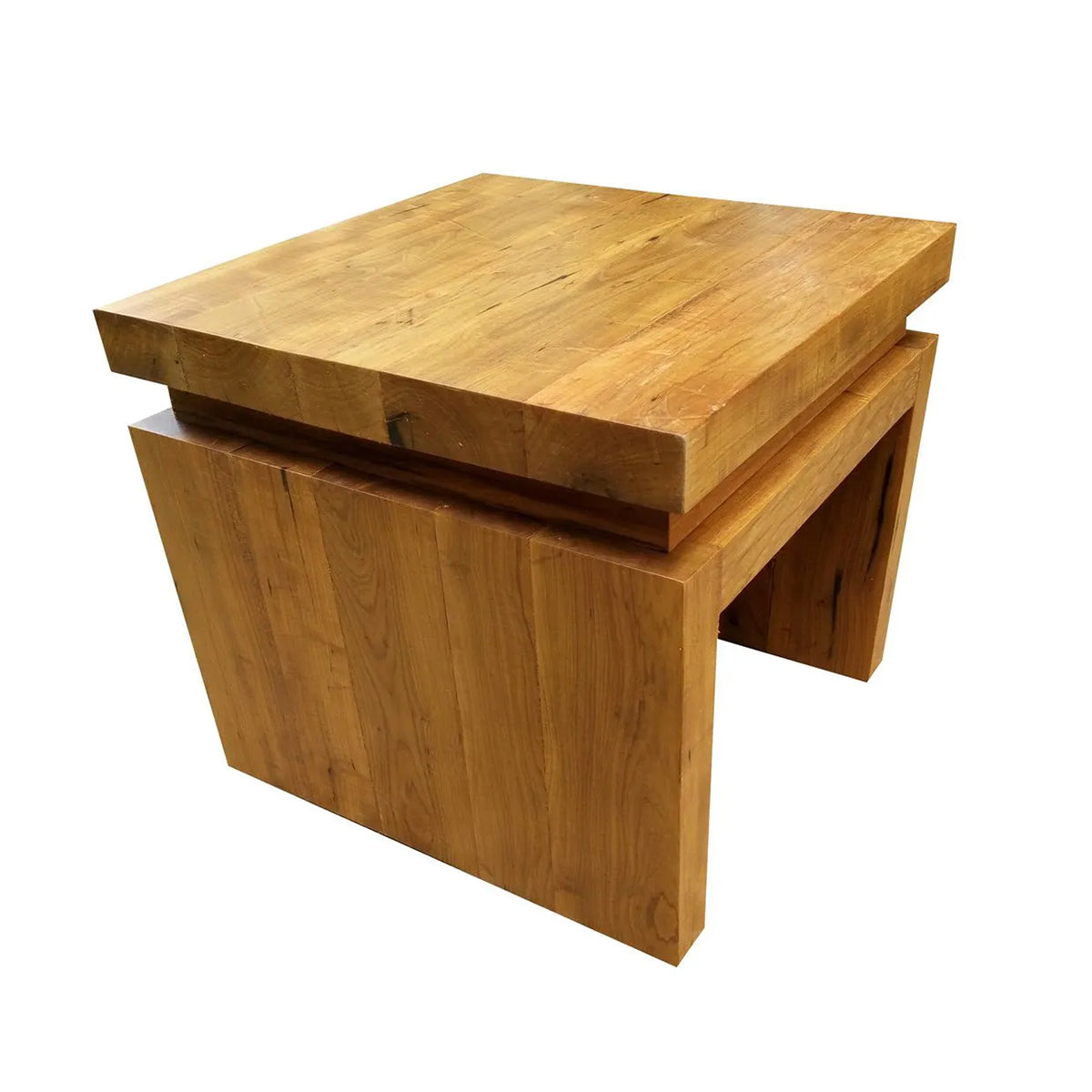 Mesa Lateral Quadrada De Madeira Maciça Demolição Tamar