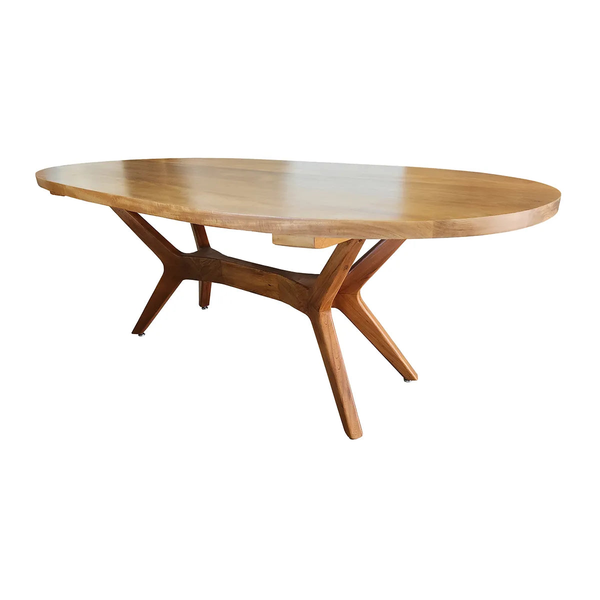 Mesa de Jantar De Madeira Maciça Demolição Com Tampo Oval Praia do Forte