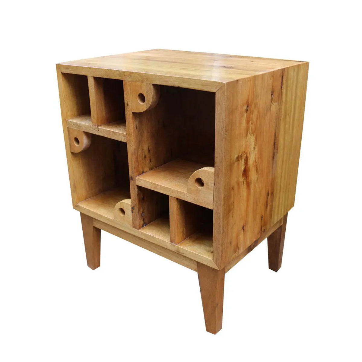 Mesa de Cabeceira De Madeira Maciça Demolição Leve Com Nichos Variados