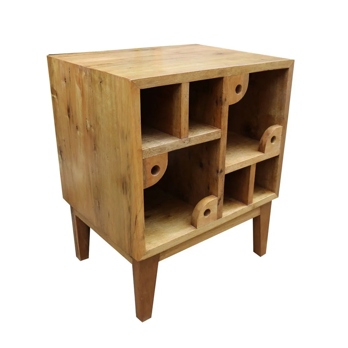 Mesa de Cabeceira De Madeira Maciça Demolição Leve Com Nichos Variados