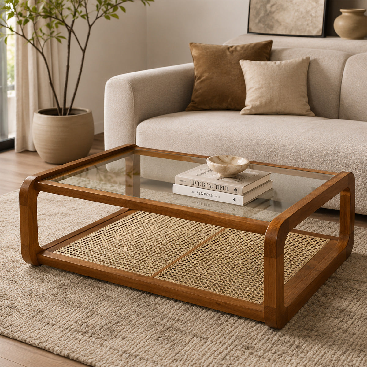 Mesa de Centro Joinville detalhe Palha Indiana