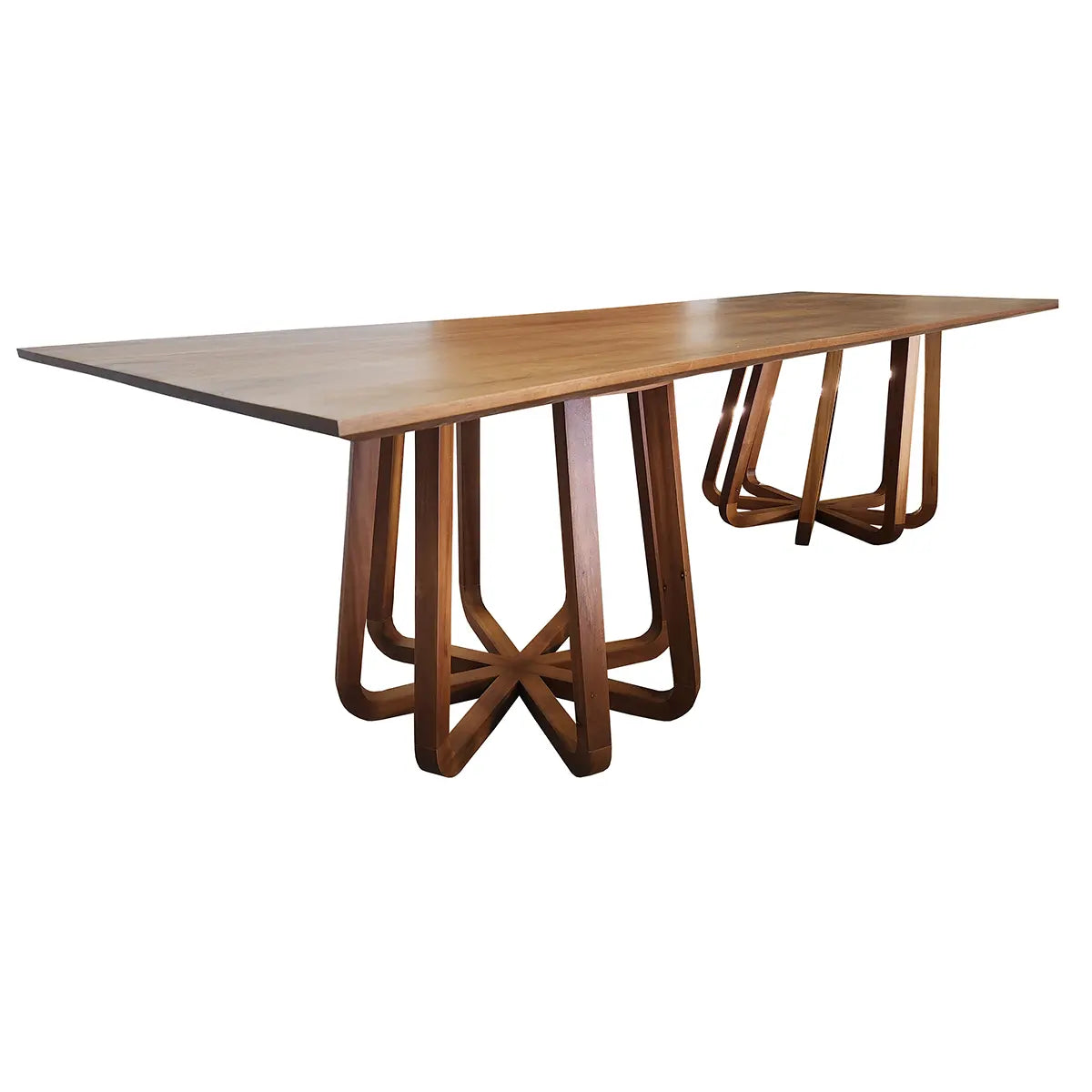 Mesa De Jantar Retangular Lótus Com 2 Bases Trabalhadas