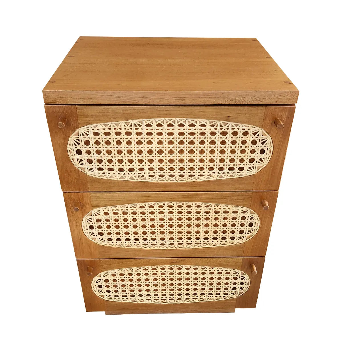 Mesa De Cabeceira Lapinha Com 03 Gavetas Com Frente Em Palhinha Indiana Natural