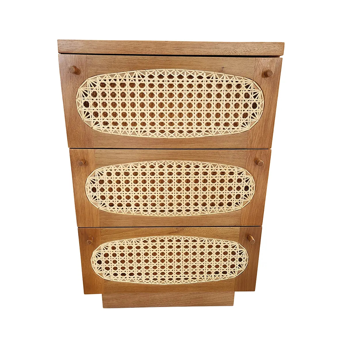 Mesa De Cabeceira Lapinha Com 03 Gavetas Com Frente Em Palhinha Indiana Natural