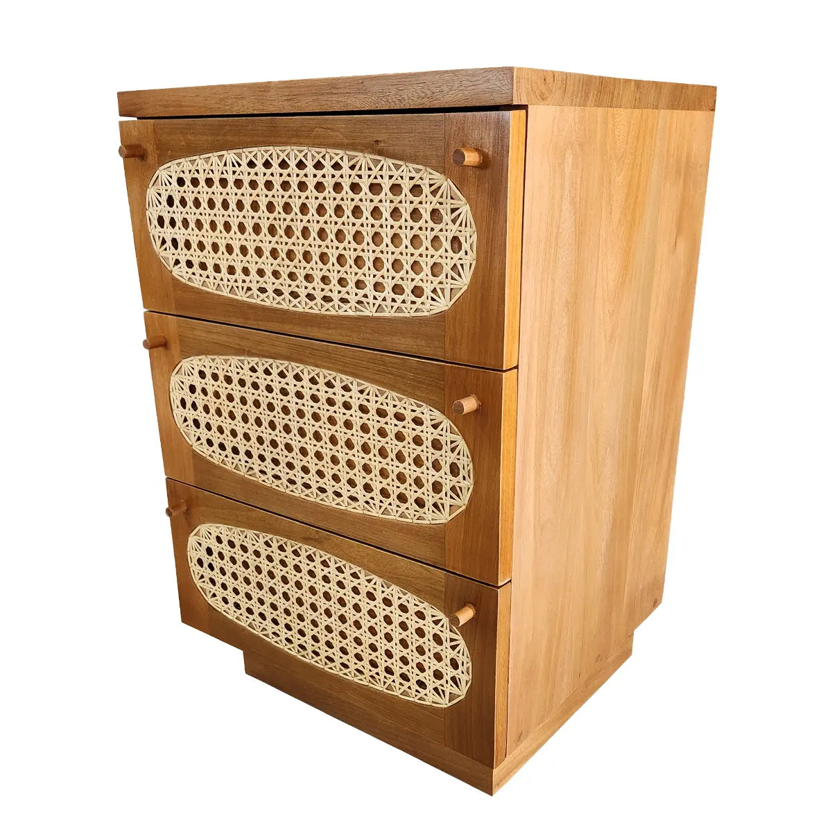 Mesa De Cabeceira Lapinha Com 03 Gavetas Com Frente Em Palhinha Indiana Natural