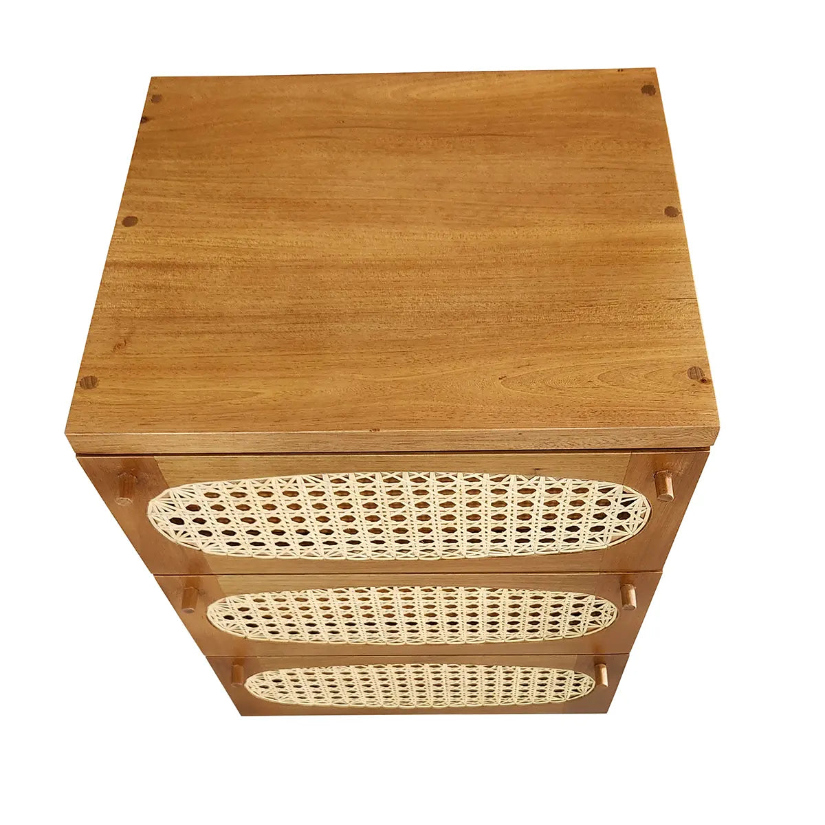 Mesa De Cabeceira Lapinha Com 03 Gavetas Com Frente Em Palhinha Indiana Natural