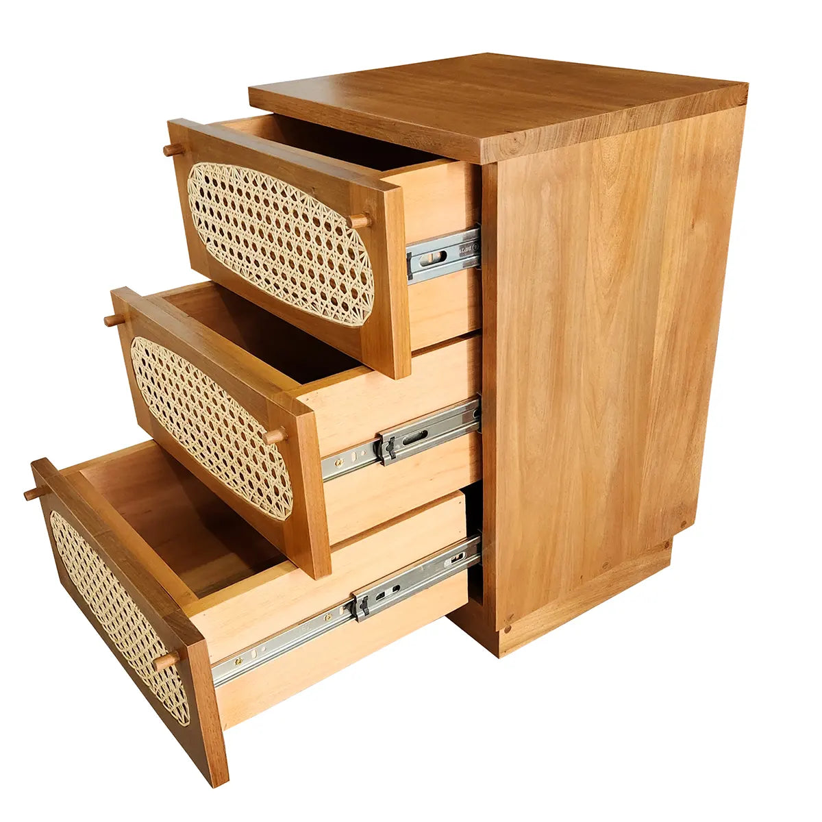 Mesa De Cabeceira Lapinha Com 03 Gavetas Com Frente Em Palhinha Indiana Natural