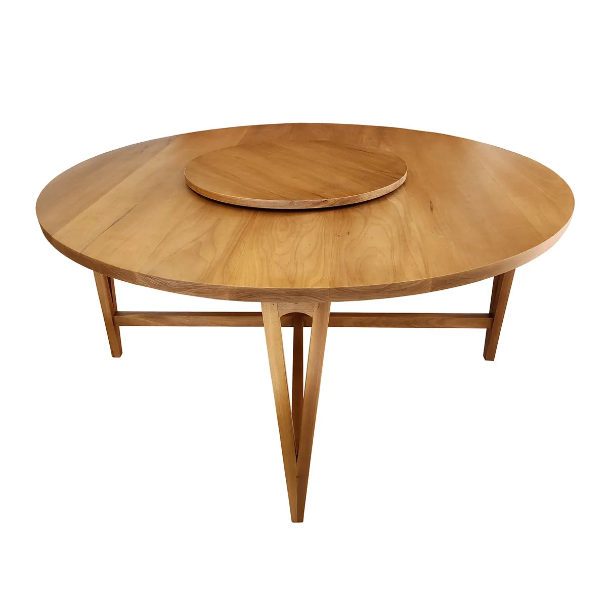 Mesa De Jantar Redonda Madeira Maciça Camburi Com Prato Giratório Central