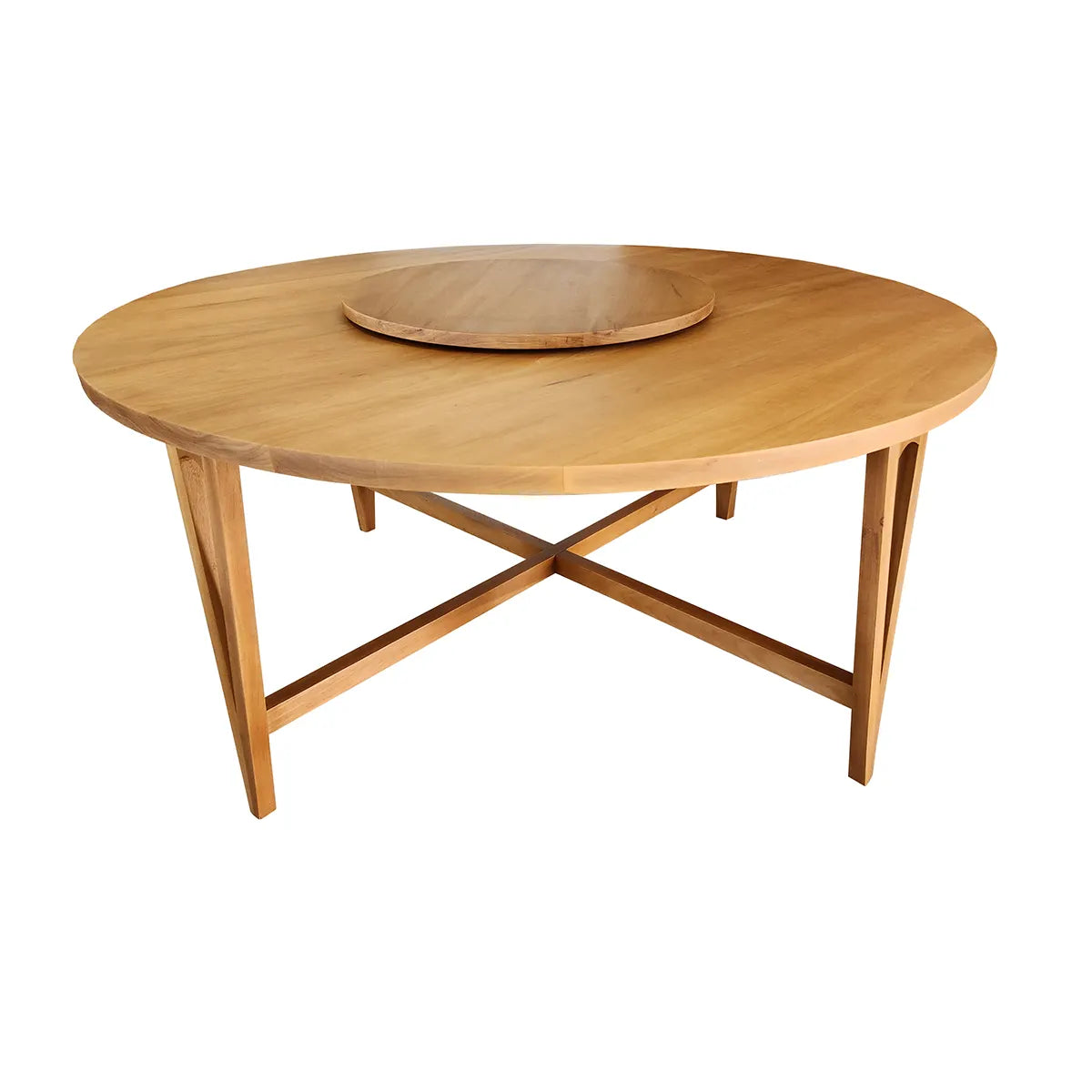 Mesa De Jantar Redonda Madeira Maciça Camburi Com Prato Giratório Central