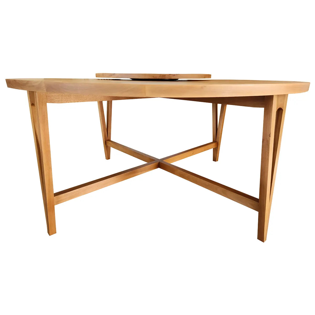 Mesa De Jantar Redonda Madeira Maciça Camburi Com Prato Giratório Central