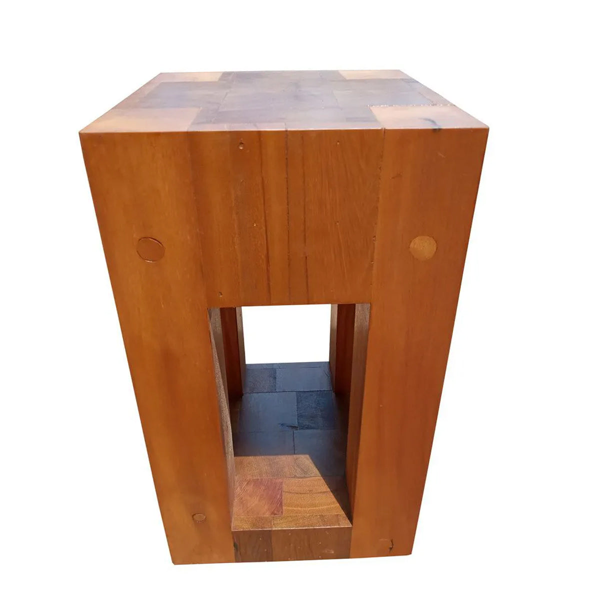 Mesa Lateral Quadrada de Madeira Maciça Demolição Tronco