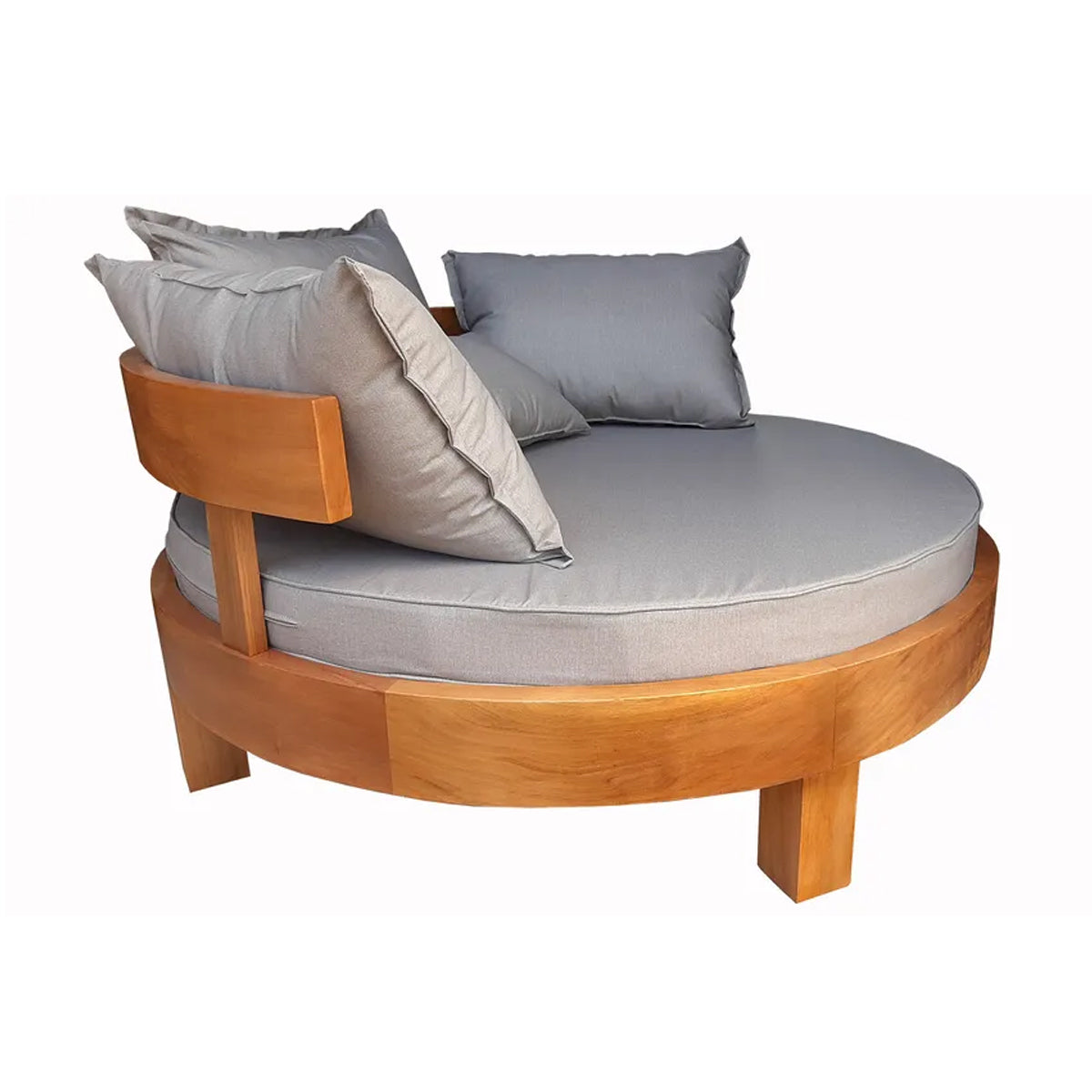 Sofá / Poltrona Redonda De Madeira Maciça Demolição Canastra Com Futon Para Assento E 04 Almofadas