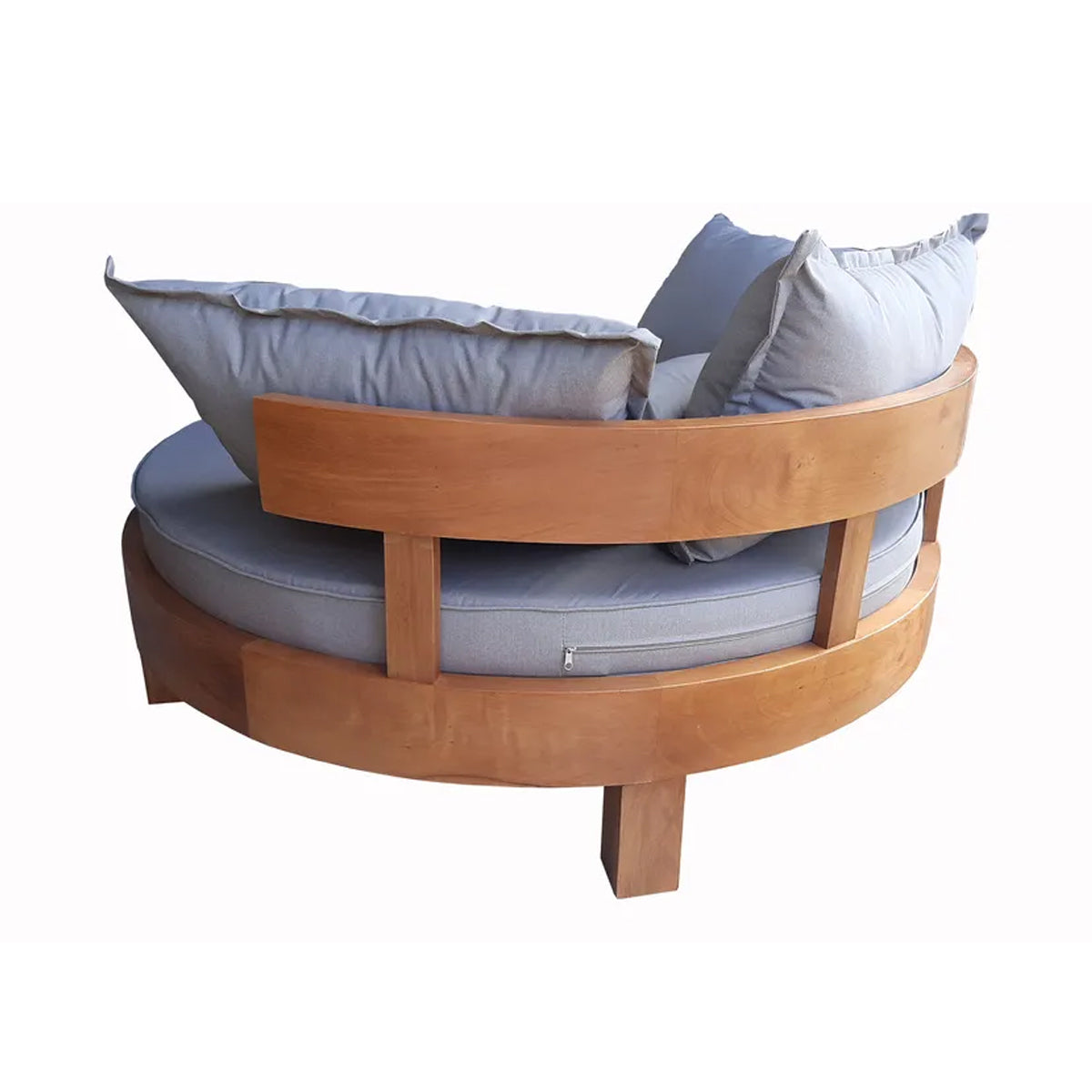 Sofá / Poltrona Redonda De Madeira Maciça Demolição Canastra Com Futon Para Assento E 04 Almofadas