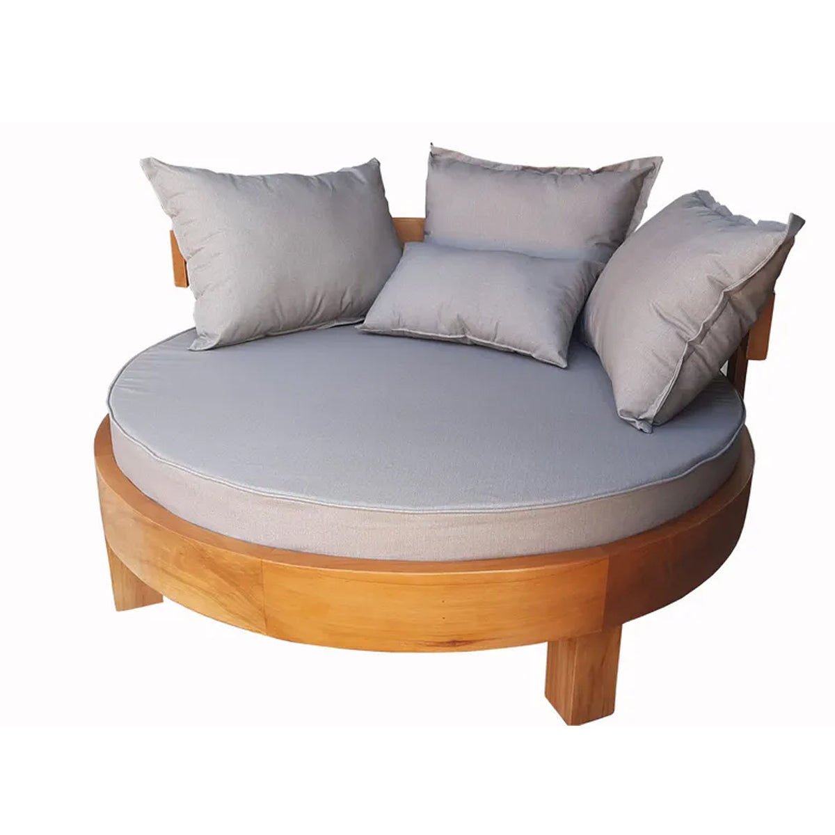 Sofá / Poltrona Redonda De Madeira Maciça Demolição Canastra Com Futon Para Assento E 04 Almofadas