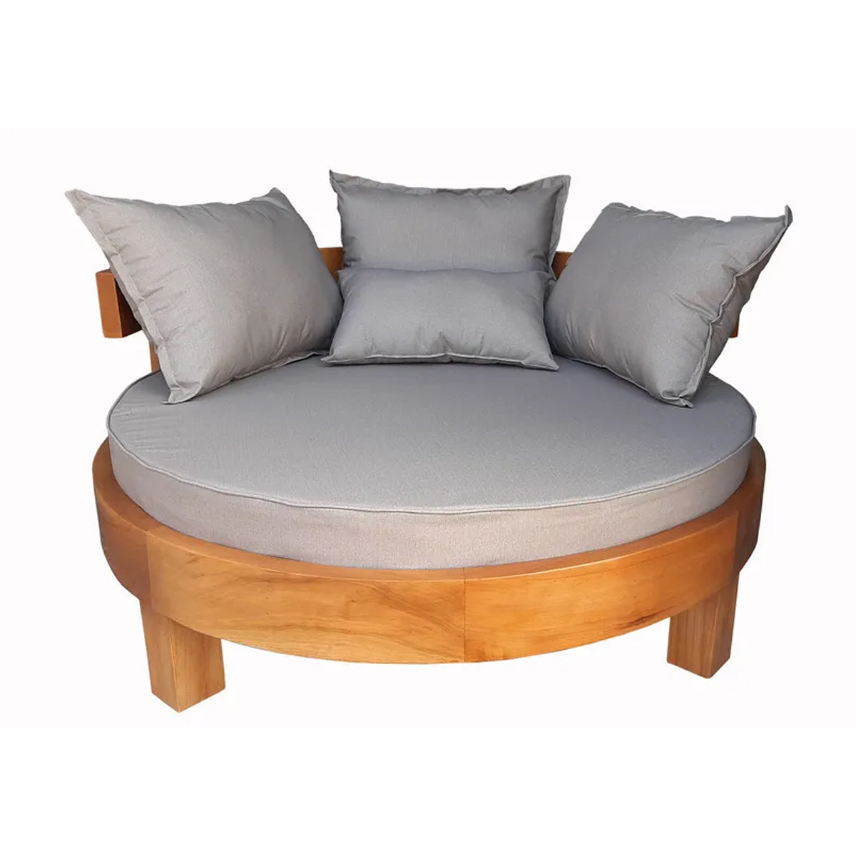 Sofá / Poltrona Redonda De Madeira Maciça Demolição Canastra Com Futon Para Assento E 04 Almofadas