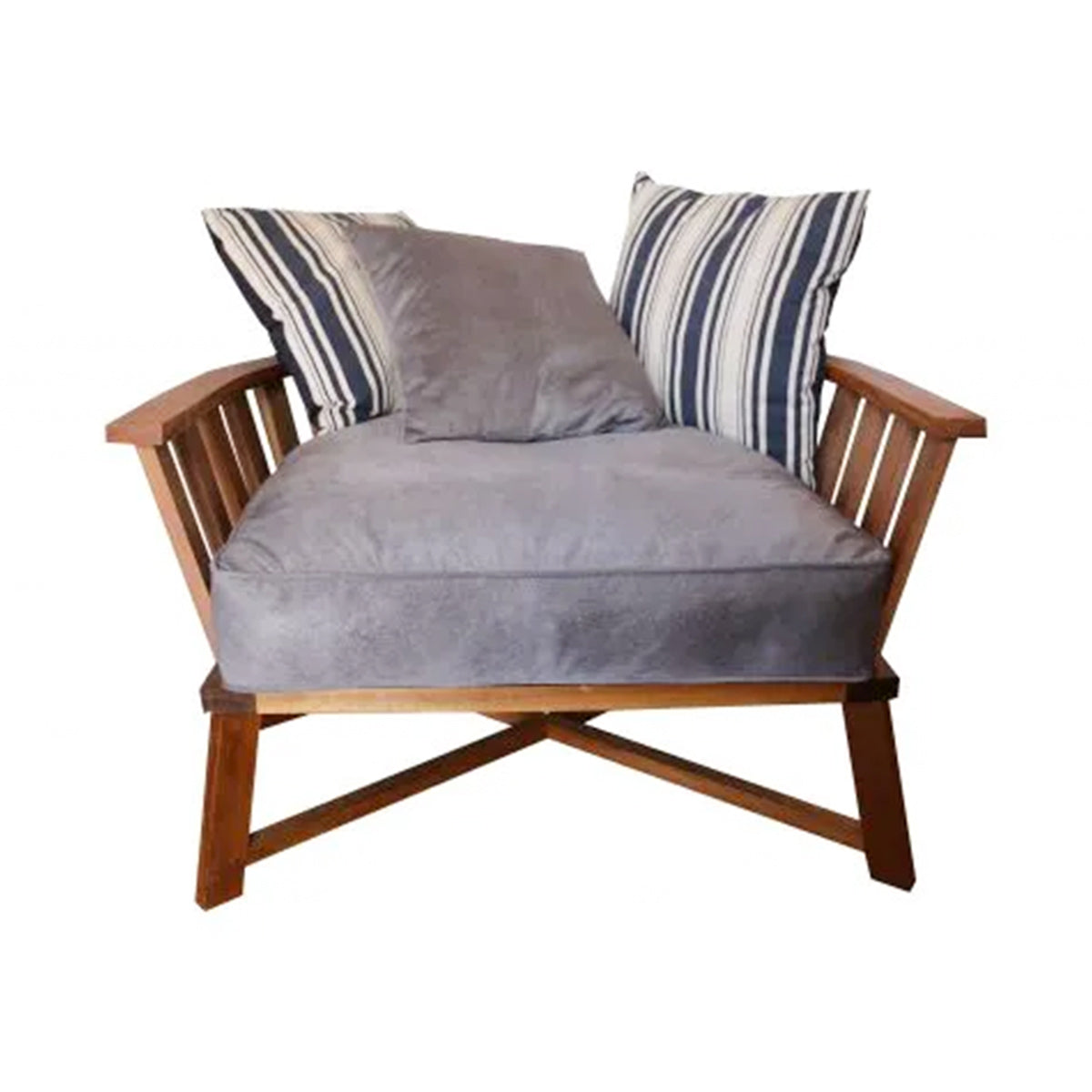 Poltrona Sofá De Madeira Maciça Demolição Com Futon Incluso E Almofadas