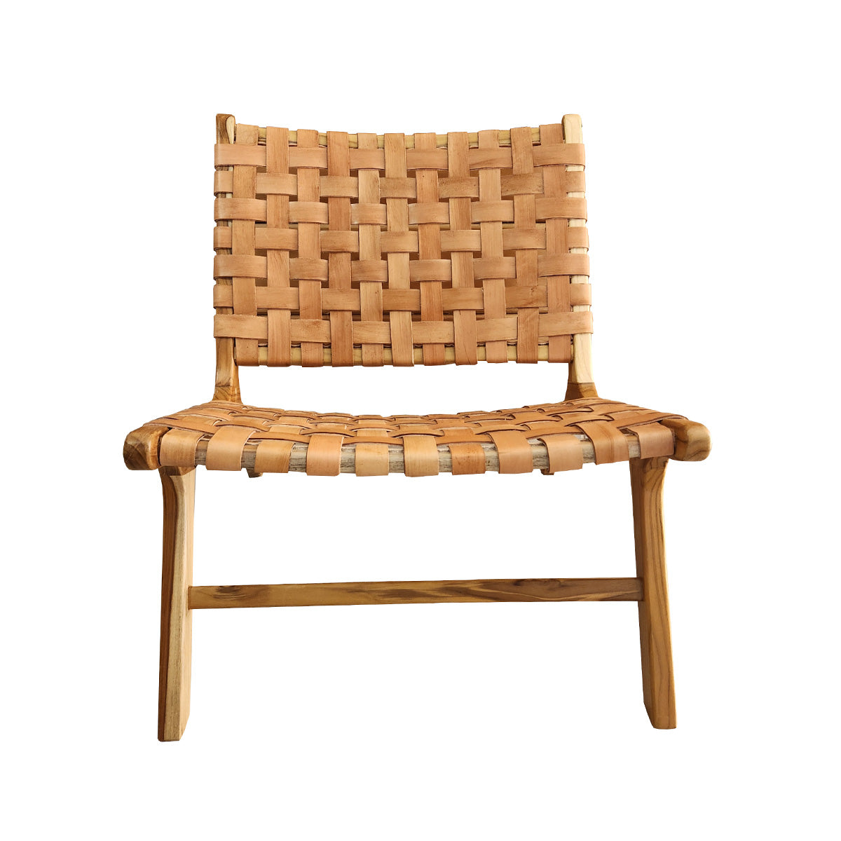 Poltrona de Madeira Teka em Couro Cru Caraíva