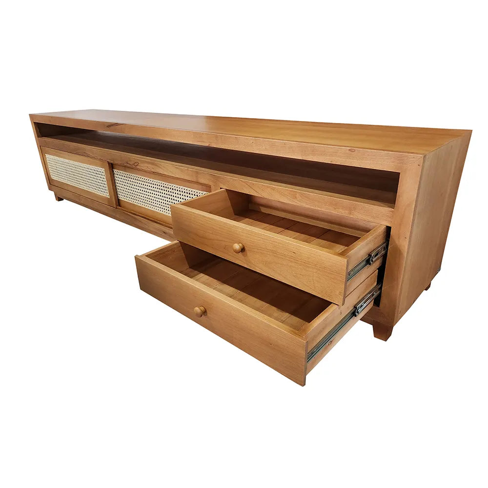 Rack Baixo De Madeira Maciça Ipiranga Palhinha Indiana Natural