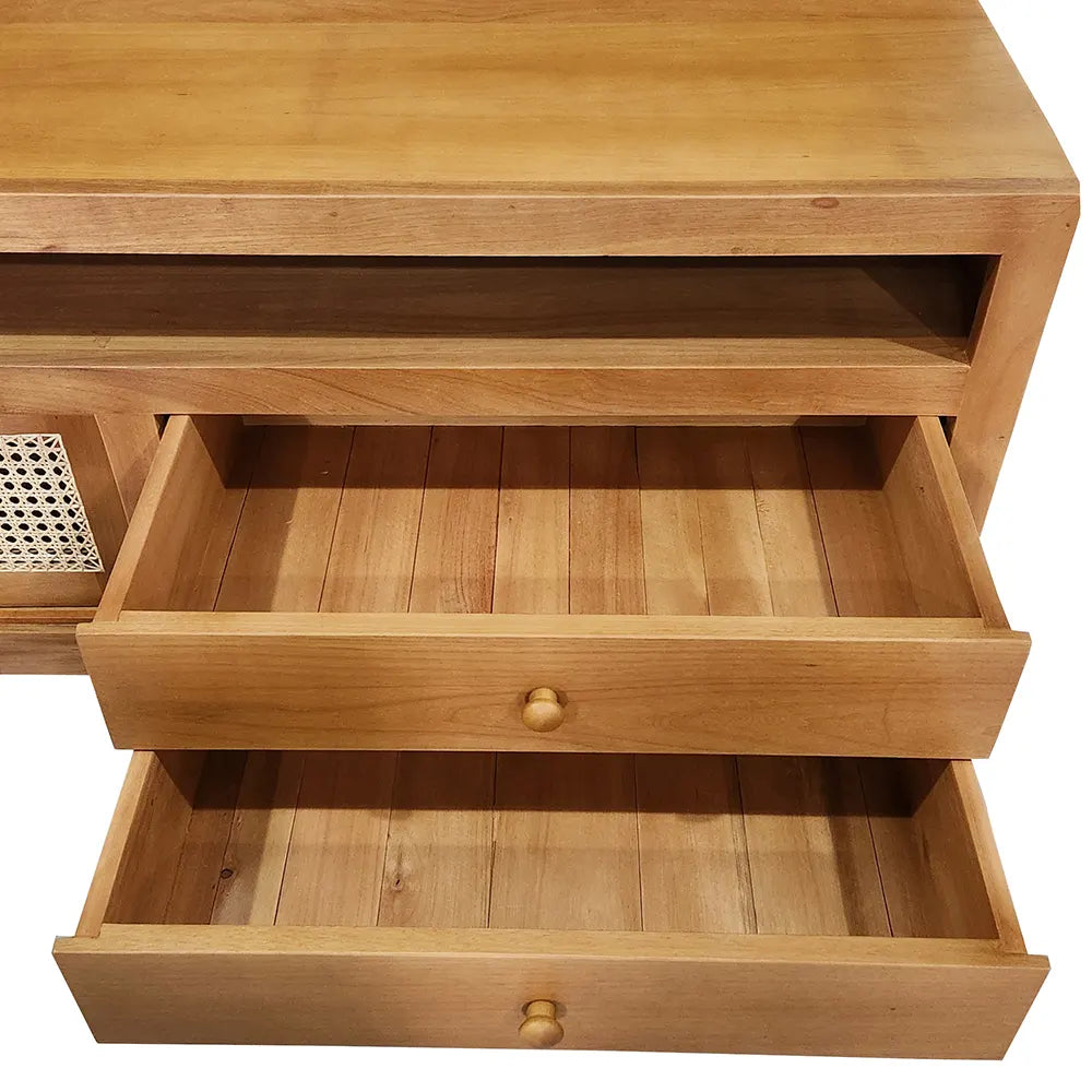 Rack Baixo De Madeira Maciça Ipiranga Palhinha Indiana Natural